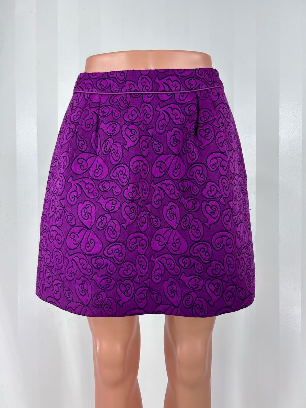 Anthropologie HD in Paris Purple Black Swirl A-Line Skirt Sz 4 retro whimsical